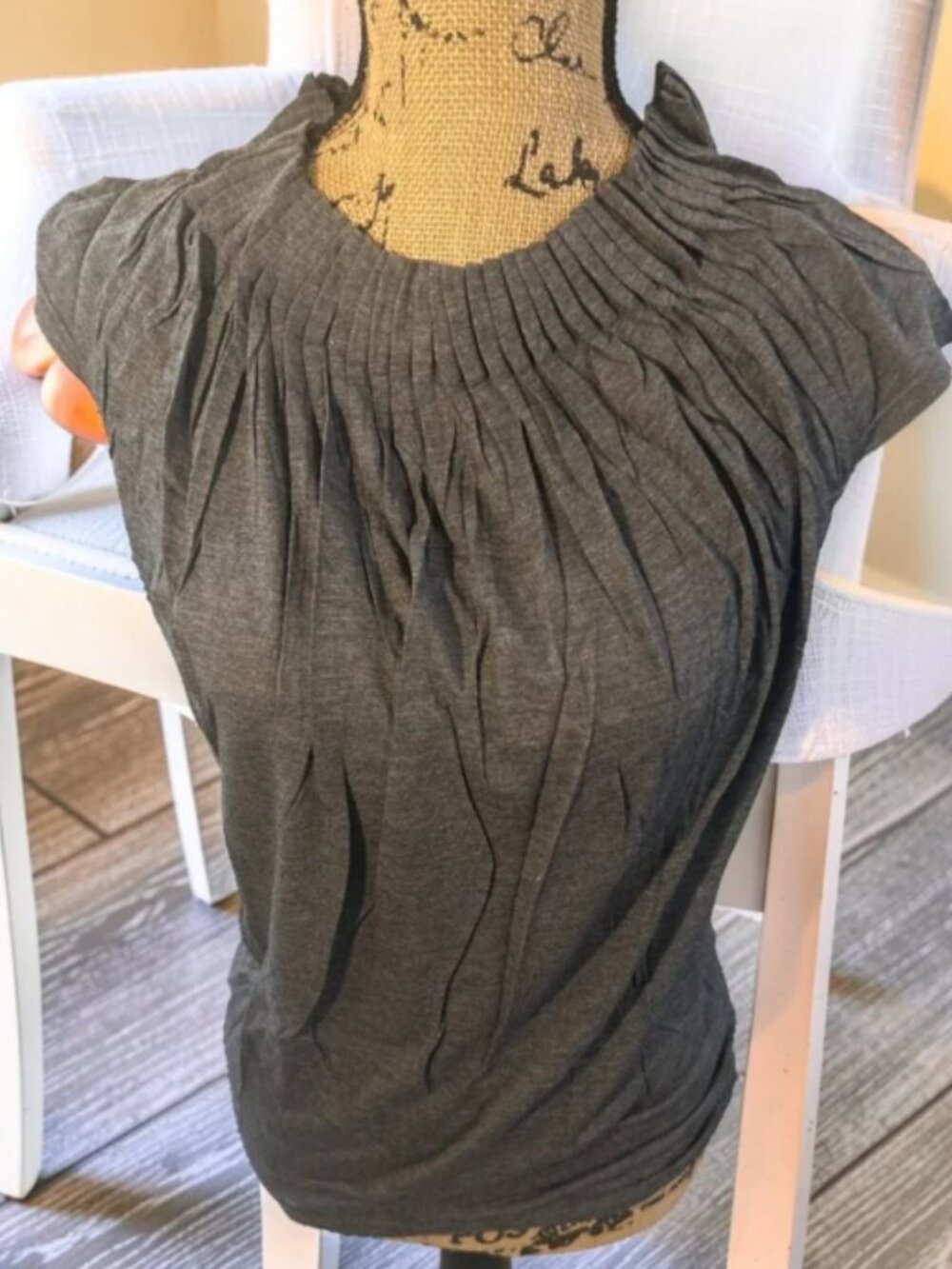 Vintage Moda International Victoria's Secret Charcoal Grey Pleated Top Size S